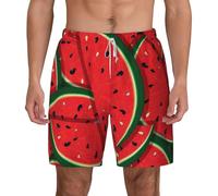 Bañador para hombre, color rojo, sandía con forro interior, Blanco, L
