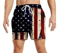 Bañador para hombre con bandera americana, pantalones cortos de playa, pantalones cortos hawaianos con cordón, pantalones cortos de verano, cintura elástica, pantalones cortos de ocio, cómodos