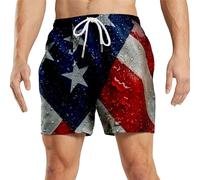 Bañador para hombre con bandera americana, pantalones cortos de playa, pantalones cortos hawaianos con cordón, pantalones cortos de verano, cintura elástica, pantalones cortos de ocio, cómodos