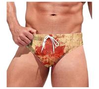 Bañador para hombre con diseño de hoja de arce canadiense, estampado triangular, suave y cómodo, caqui, M