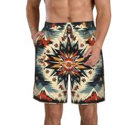 Banador para Hombre Montañas Aztecas del Oeste Nativo Americano Natural Vintage Secado Rápido Swimming Shorts Cómodo Playa Pantalones para Deporte Correr Natación S