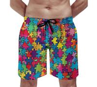 Bañador para Hombre Rompecabezas De Concientización sobre El Autismo Bañadores De Natación Transpirable Secado Rápido Shorts Deportivos, para Jogging, Entrenamiento, Deporte, Vacaciones, 3XL