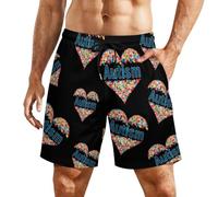Bañador para Hombre Rompecabezas del Corazón para La Concientización sobre El Autismo Bañadores con Cordón Verano Shorts Deportivos, para Gimnasio, Entrenamiento, Jogging, Vacaciones, 2XL