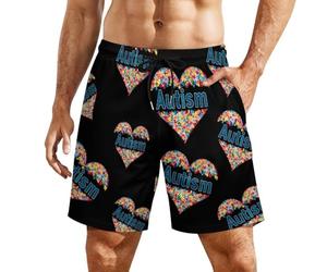 Bañador para Hombre Rompecabezas del Corazón para La Concientización sobre El Autismo Bañadores con Cordón Verano Shorts Deportivos, para Gimnasio, Entrenamiento, Jogging, Vacaciones, L
