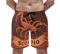 Bañador para Hombre Signo Zodiacal Escorpio Natación Y Surf Traje De Baño con Cordón con Bolsillo Shorts De Baño para Hombre, para Jogging, Entrenamiento, Gimnasio, Vacaciones, L