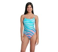 ARENA Water Prints Bañador Mujer, Traje De Baño en Tejido Elástico Reciclado de Secado Rápido, Bañador para Playa y Piscina con Forro y Copas Extraíbles