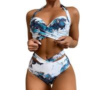 Bañador para mujer con efecto push up: cintura alta, sexy, bikini de 2 piezas con aros, bañador sexy de talla grande, pechos grandes, bikini para mujer, ropa deportiva, monokini bikini para la
