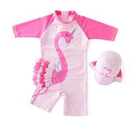 Bañador para Niñas Trajes de Baño Cisne Traje de Buceo una pieza Protección solar UV Ropa de Natación y Gorra de Natación