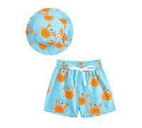 Bañador para niño con Estampado de Cangrejo y Gorro a Juego Playa Piscina, Resistente al Cloro, Suave UPF 50+, Ideal Ocio, Tendencia Infantil Estilo Divertido/g