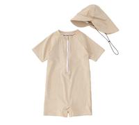 Bañador para niños 2026 Conjunto de trajes de baño para bebés con sombrero Rash Guard Trajes de baño para niños de 0 3 años de secado rápido traje de baño de playa con protección solar UV, amarillo, 2