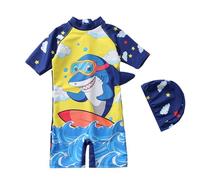 Bañador para Niños 2026 Niños Traje De Baño De Manga Larga, Diseño De Dinosaurio Y Capucha, Protección Solar Para Verano Pantalones Cortos De Natación Traje De Baño De Moda, amarillo1, 4-5 años