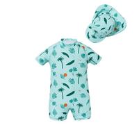Bañador para Niños - Maillot De Bain Pour Garçon Avec Bonnet Pour Tout-Petits De 1 À 6 ANS Tenue De Plage D'Été Confortable (Mint Green 12-18 Months)