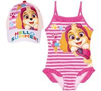 Bañador Patrulla Canina para Playa o Piscina + Gorra Paw Patrol para Niñas | Pack de Bañador y Gorra Patrulla Canina | Bañador Paw Patrol para Niñas y Gorra Skye (6 años, Fucsia)