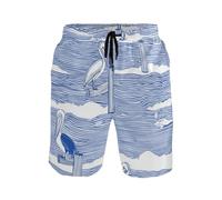 Bañador Pelícanos De Las Olas del Lago con Bolsillos Shorts De Baño Moda Traje De Baño para Deporte Verano Navegar M