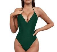 Bañador Piscina Mujer,Traje de baño Sexy con Escote en V Pronunciado para Mujer Traje de baño de Corte Alto con Espalda Abierta Traje de baño de Playa Ajustable
