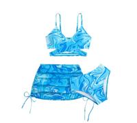 Bañador Piscina Niña, Traje de Baño Infantil Femenino 3 Piezas Conjunto Bikini Tiro con Cubierta Superior