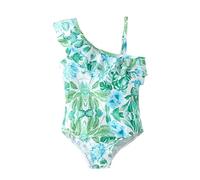 Bañador Piscina Niña, Traje De Baño Una Pieza con Volantes para Niñas Estampado Floral Verano Playa Mono Bikini Infantil