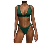 BañAdor Push up Con Relleno Talla Grande Estampado de cintura traje de baño Bikinis Beachwear Mujer Up Bikini High Swimwears Tankinis Set Bikini Mujer Braga Alta Bikinis Tallas Grandes (Drak Green, M)