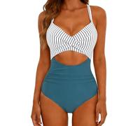 Bañador Reductor Bañadores Mujer Reductores Traje De Baño De Una Pieza para Mujer, Traje Baño Sexy con Tirantes Calados A Juego Color Mujer Reductor Barriga Bañador (Sky Blue, S)