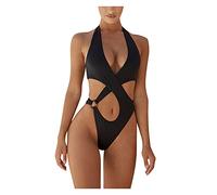 Bañador Reductor Mujer Cómoda Control De Barriga Verano Trikini Una Pieza Bikini Profundo Fruncido Monokini Natacion