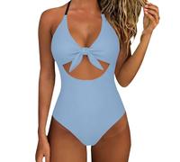 Bañador Reductor Mujer Push Up Trajes De Baño Traje De Baño Piezas con Cuello En V Y Tirantes para Mujer Bañador Vientre Plano Bañadores Una Pieza (Sky Blue XXL)