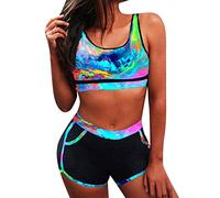 Bañador Speedo Mujer Conjunto De Bikini De Dos Piezas para Mujeres con Shorts Separados Y Diseño Push Up para Playa Y Natación Bañadores Natacion Mujer Bañador Talla Grande (Multicolor, S)