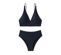 Bañador Speedo Mujer Traje De Baño De Dos Piezas Tankini con Cintura Alta para Mujer Conjunto Bikini Superior E Inferior Playa Verano Arena Bañador Deportivo (Black, M)