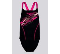 Speedo Medley - Bañador para niña con logotipo de Medley, color antracita/rosa margarita, Antracita/Rosa Margarita, 13-14 años