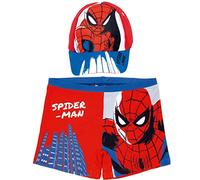 Bañador Spiderman para Niños + Gorra Spiderman Marvel | Pack de Bañador y Gorra Marvel | Bañador Spiderman Tipo Bóxer para Playa o Piscina + Gorra Ajustable Spiderman Niño (8 años, Rojo)