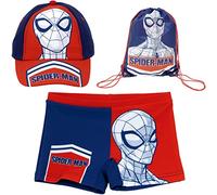 Bañador Spiderman para Playa o Piscina + Gorra Spiderman para Niños + Saco Multiusos | Bañador Spiderman Tipo Bóxer + Gorra Ajustable Spiderman Niño + Saco para Gym (8 años, Azul)