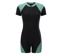 Bañador Talla Grande Mujer Traje de Baño Familiar Traje de Baño para Mujer Cuello Bloque Color Geométrico Manga Corta para con Bikini Bandeau One Piece (Green XXL)