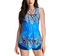 Bañador Tanga Mujer Bañadores Reductores Vientre Women Plus Size Tankini Swimsuits Two Piece Cutout Tummy Bathing Suits with Shorts Bañador 2 Piezas Mujer Tankini Reductor Barriga