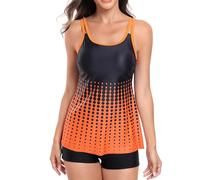 BañAdor Tanga Mujer Tankinis Tallas Grandes Women's Spring Summer Gradient Flat Angle Split Bikini Set Moda Mujer Verano 2026 Bikinis Braga Alta (Orange, XL)