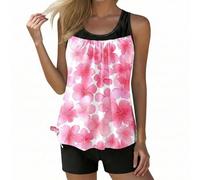 Bañador Turbo Mujer Trajes De Baño Tankini De Dos Piezas con Top Sujeción Y Braguita Tiro para Mujer Conjunto Bikini Deporte Bikini Bañador Piscina (XXXXL)