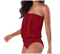 Bañador una Pieza Mujer Traje De Baño Mujer Tankini con Relleno Bañador Tallas Grandes Tallas Grandes Verano Playa Bañadores Palabra de Honor Push Up Ropa Swimsuit Women Rojo M