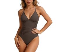 Bañador Vientre Plano Bañadores Mujer Una Pieza con Tirantes Ajustables Tipo Espagueti Y Cuello En V Que Controla La Barriga Suavemente Traje De Baño De Una Pieza para Mujer Cómodo Y Elegante
