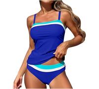 Bañador Volantes Mujer Bañadores Una Pieza Conjunto De Bikini De Primavera Verano para Mujer con Cinturón Alto Y Pecho Color Liso Bañador Dos Piezas Tankinis Tallas Grandes