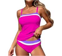 Bañador Volantes Mujer Bañadores Una Pieza Conjunto De Bikini De Primavera Verano para Mujer con Cinturón Alto Y Pecho Color Liso Bañador Dos Piezas Tankinis Tallas Grandes