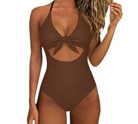 Bañadores con Aros Bañadores Mujer Negro Traje de Baño de Piezas con Cuello en V Y Tirantes para Mujer Bikini Push Up Women Secret Bañador (Coffee M)