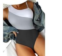 Bañadores de mujer 1 pieza de traje de baño Sexy for mujer, traje de baño con bloques de colores recortados con un hombro, traje de baño, traje de baño for nadar, ropa de playa femenina(Black,S)