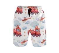Bañadores Helicóptero del Tren Rojo con Bolsillos Hombre Shorts Hidrófugo Traje De Baño para Verano Piscina Natación XXL