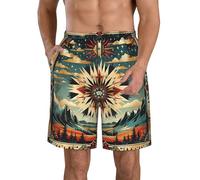 Bañadores Hombre Montañas del Oeste Aztecas Nativas Americanas Naturales Vintage Suave Swimming Shorts Cómodo Trajes De Baño para Vacaciones Piscina Navegar XXL