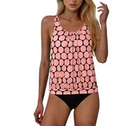 Bañadores Menstruales, Tankini Elegante Con Efecto Push Up Para Mujer Traje De Baño Elegante Con Control De Abdomen Top Y Braguitaestampadolunares Conjuntobañodos Piezastalle Alto Trajebaño Ligero
