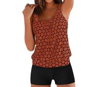 Bañadores Mujer 2 Piezas Tankini Cuello Redondo Conjunto de Bikini Top y Bottom Bañador Mujer Reductor Barriga Tallas Grandes
