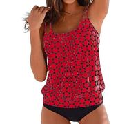 Bañadores Mujer 2 Piezas Tankini Cuello Redondo Conjunto de Bikini Top y Bottom Bañador Mujer Reductor Barriga Tallas Grandes