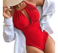 Bañadores Mujer con Aros Bañador Sexy Mujer Bikini Traje de Baño Up Traje de Baño Vendaje Split Playa Conjunto Trajes Una Pieza Bañadores Tallas Grandes Bañador (Red XL)