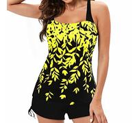 Bañadores Mujer con Bikini Brasileño Mujer 2026 Conjunto Suspender Split Estampado Grande Playa Traje de Baño Digital Bikini Trajes de Baño Bragas Bañadores Y Bikinis (Yellow M)