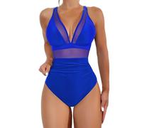 Bañadores Mujer Reductores Trajes De Baño Women Summer Beach Fashion Split Flower Print Large Fashion Split Swimsuit Trajes De Baño Mujer 2026 Bañadores Negro (Blue, S)