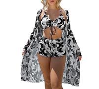 BañAdores Mujer Tallas Grandes Bikini Braga Alta Bikinis de Cintura Alta 2026, Conjunto de Bikini Sexy 3 Piezas, Traje baño Tipo Pareo para Mujer, Traje BañAdor Talla Grande Pu00 (A, L)