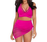 BañAdores Mujer Tallas Grandes Bikini BrasileñO Traje de baño Sexy de Bikini con Cuerda y subsistema Pecho sin Soporte para Mujer BañAdor Push up con Relleno Talla Grande (Hot Pink, L)